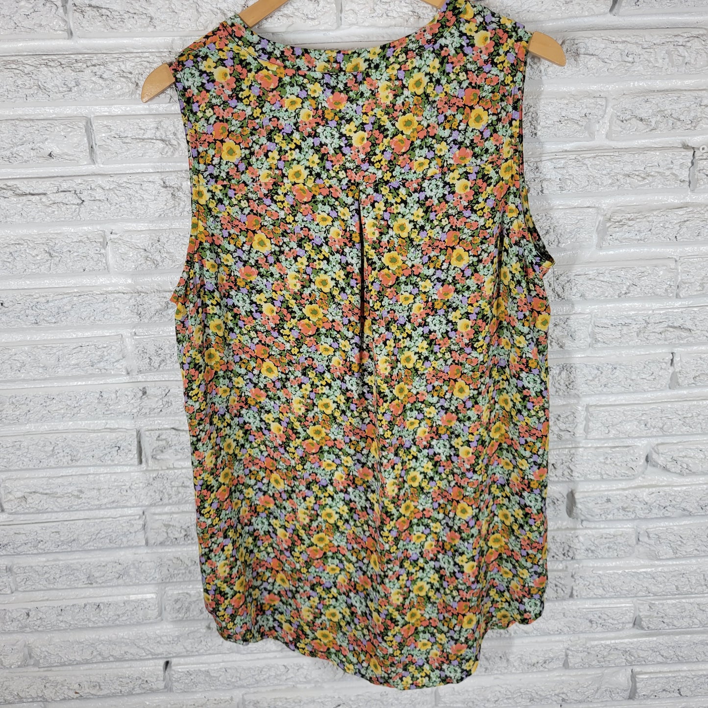 Tacera Womens Tunic Blouse 2X Floral V-Neck Sleeveless Lightweight FLO164E