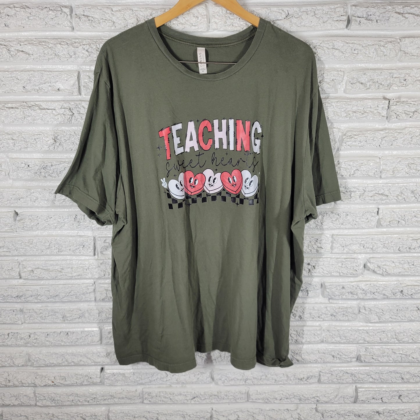 Bella Canvas 4XL T-Shirt Green Graphic Tee Teaching Sweethearts Teacher GRE29XE