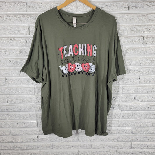 Bella Canvas 4XL T-Shirt Green Graphic Tee Teaching Sweethearts Teacher GRE29XE