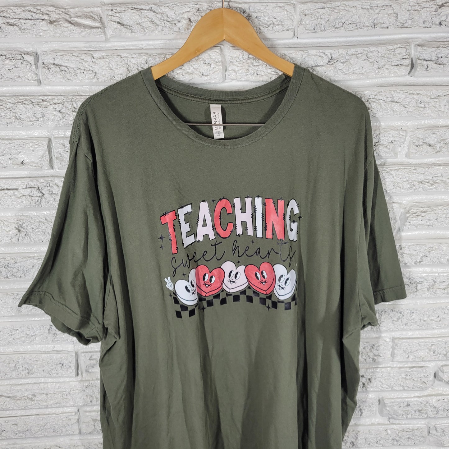 Bella Canvas 4XL T-Shirt Green Graphic Tee Teaching Sweethearts Teacher GRE29XE