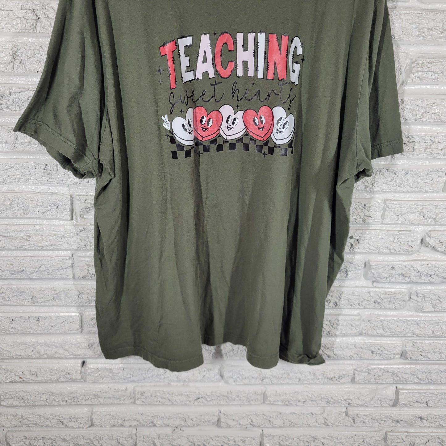 Bella Canvas 4XL T-Shirt Green Graphic Tee Teaching Sweethearts Teacher GRE29XE