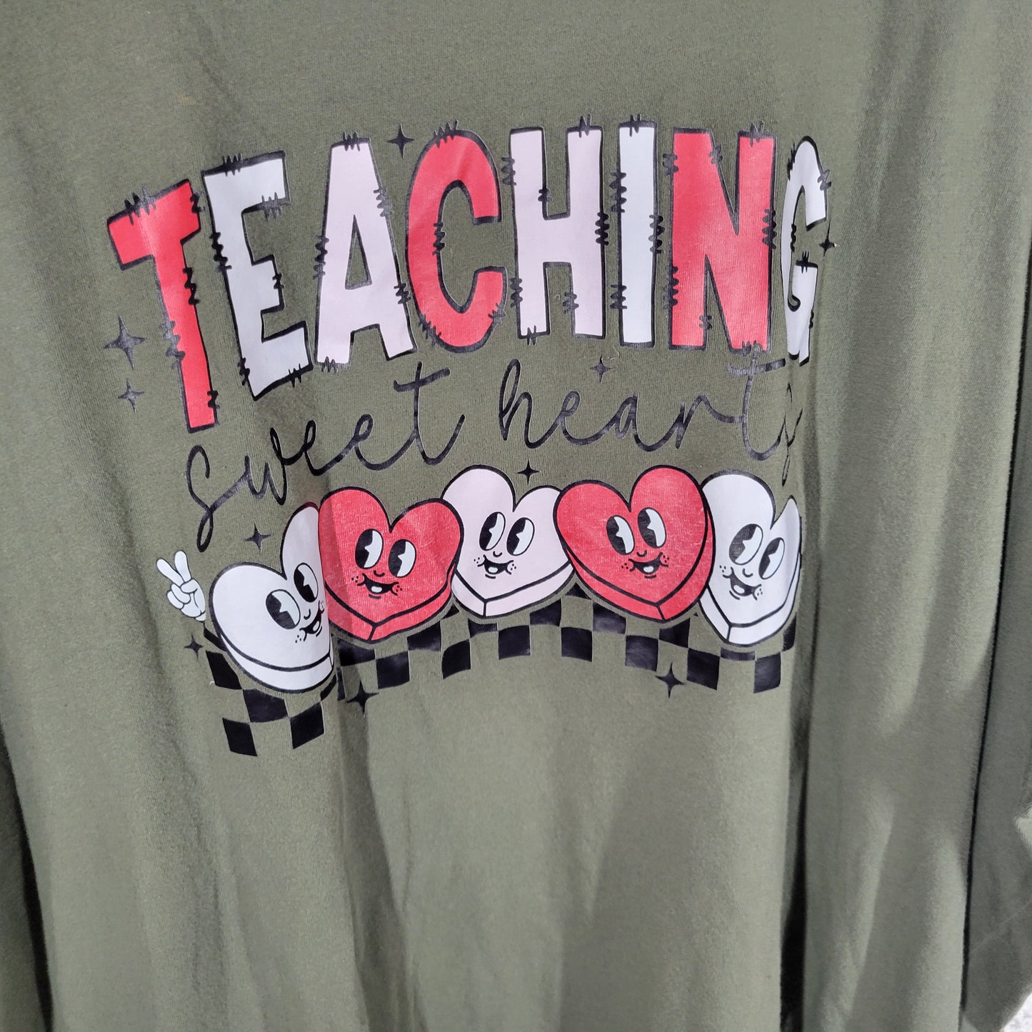 Bella Canvas 4XL T-Shirt Green Graphic Tee Teaching Sweethearts Teacher GRE29XE
