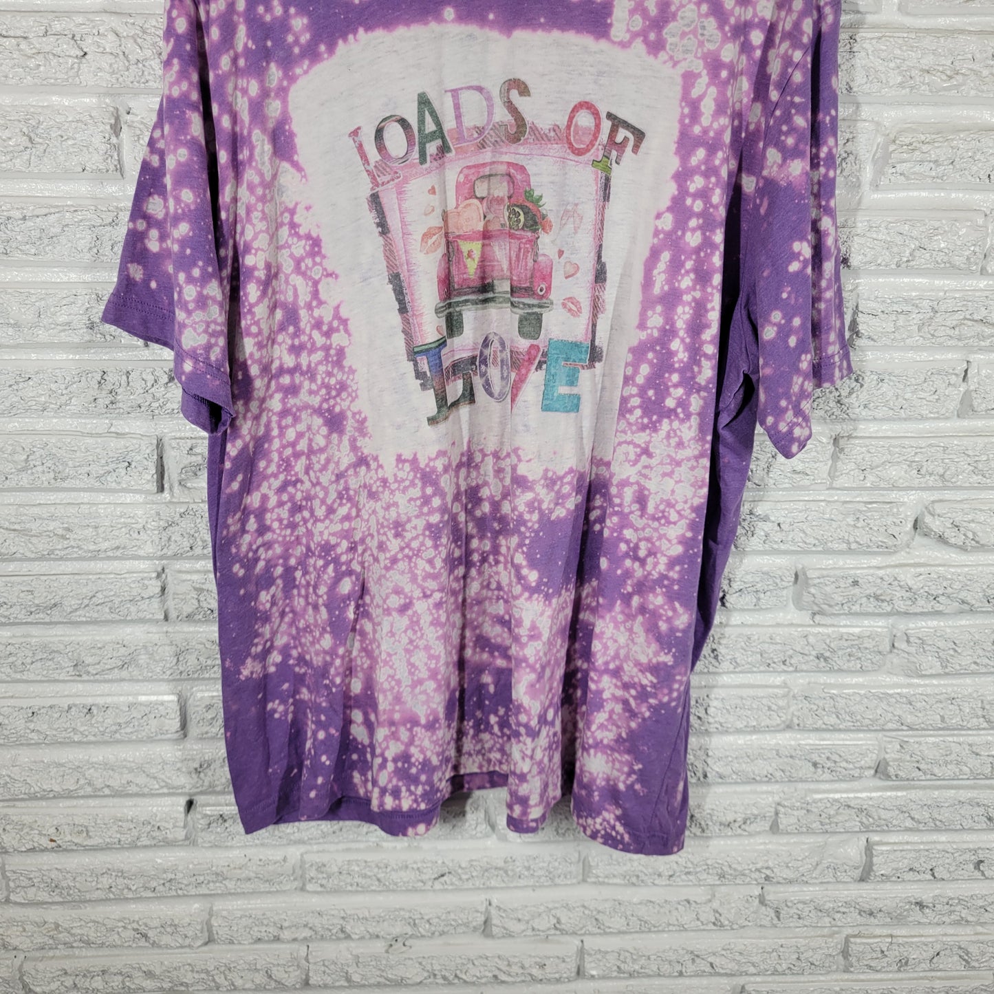 Bella Canvas 4XL T-Shirt Purple Bleached Graphic Tee Loads Of Love NOV95E