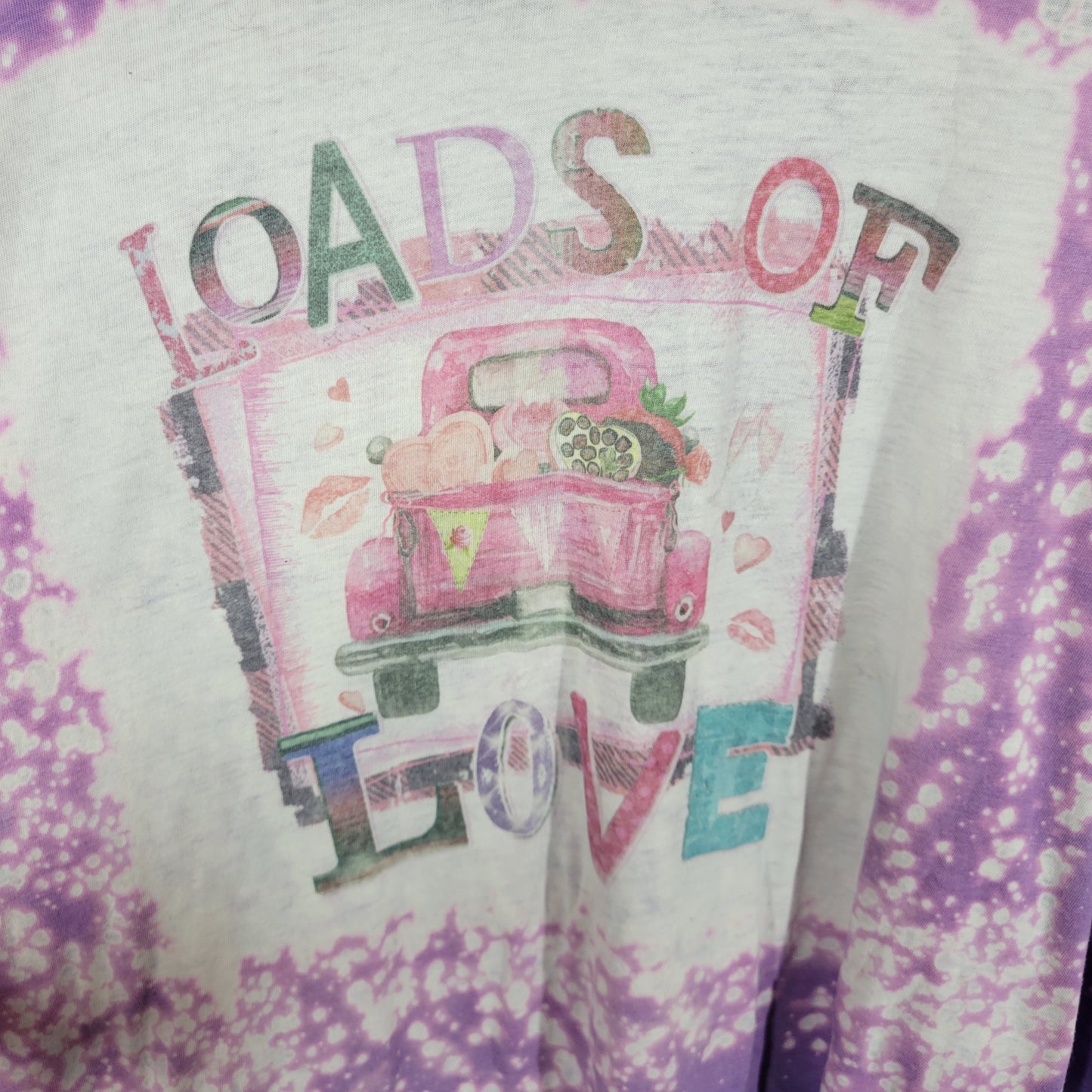 Bella Canvas 4XL T-Shirt Purple Bleached Graphic Tee Loads Of Love NOV95E