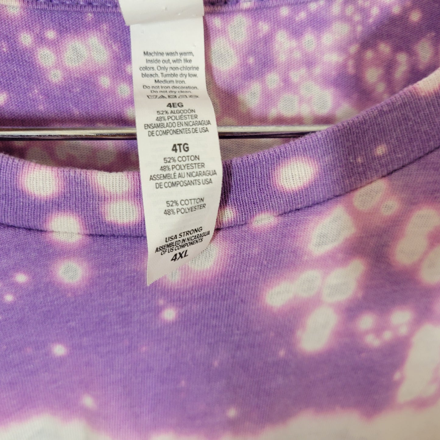 Bella Canvas 4XL T-Shirt Purple Bleached Graphic Tee Loads Of Love NOV95E