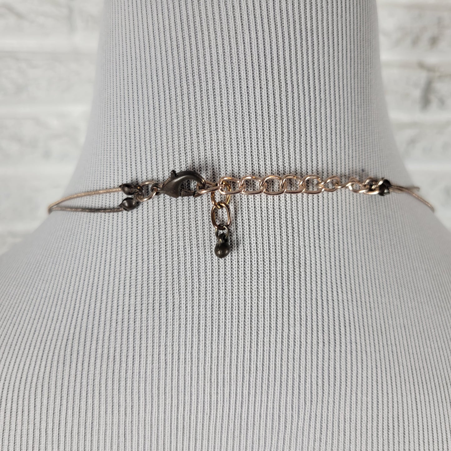 Rose Gold Tone Layered Multi Strand Long Station Necklace Textured Bead N35E