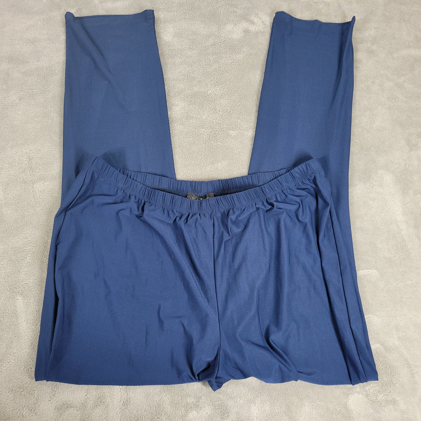 Slinky Brand 1X Blue Pants Straight Leg Elastic Waist Pull On Dress Pants BLU77E