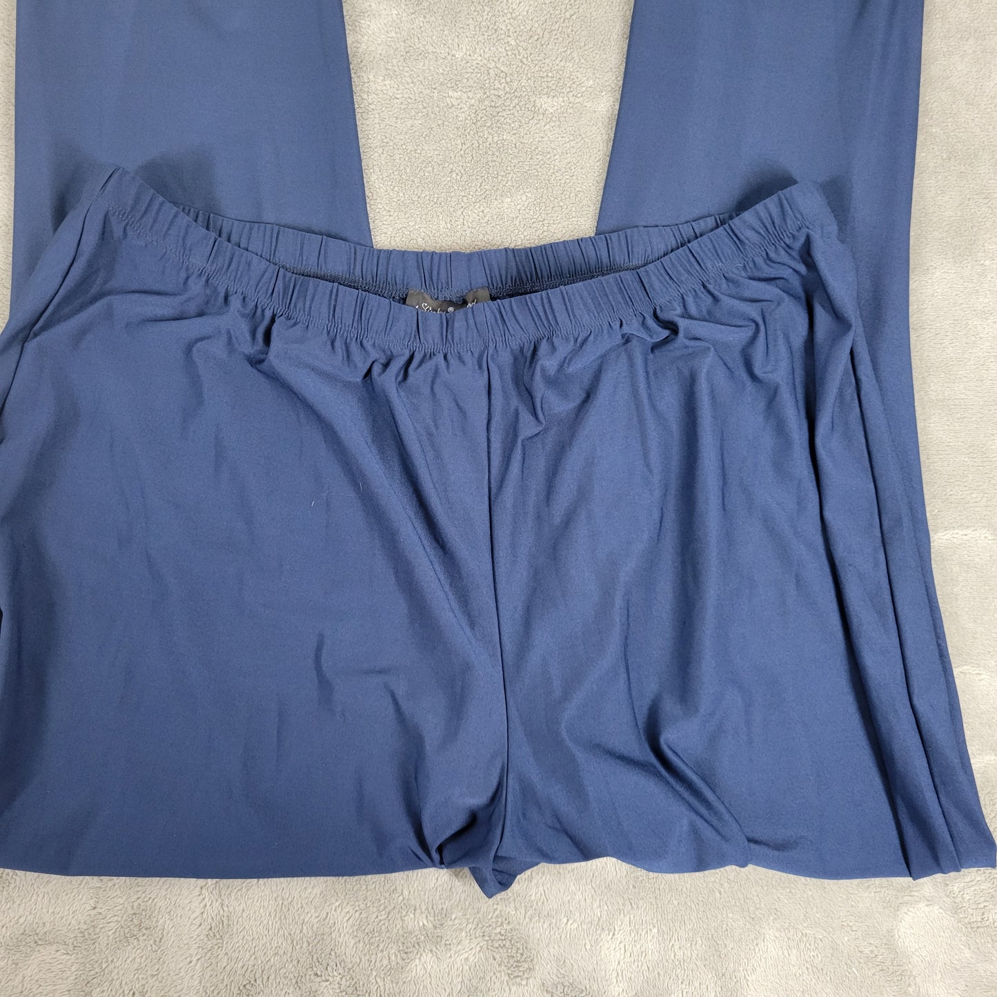 Slinky Brand 1X Blue Pants Straight Leg Elastic Waist Pull On Dress Pants BLU77E
