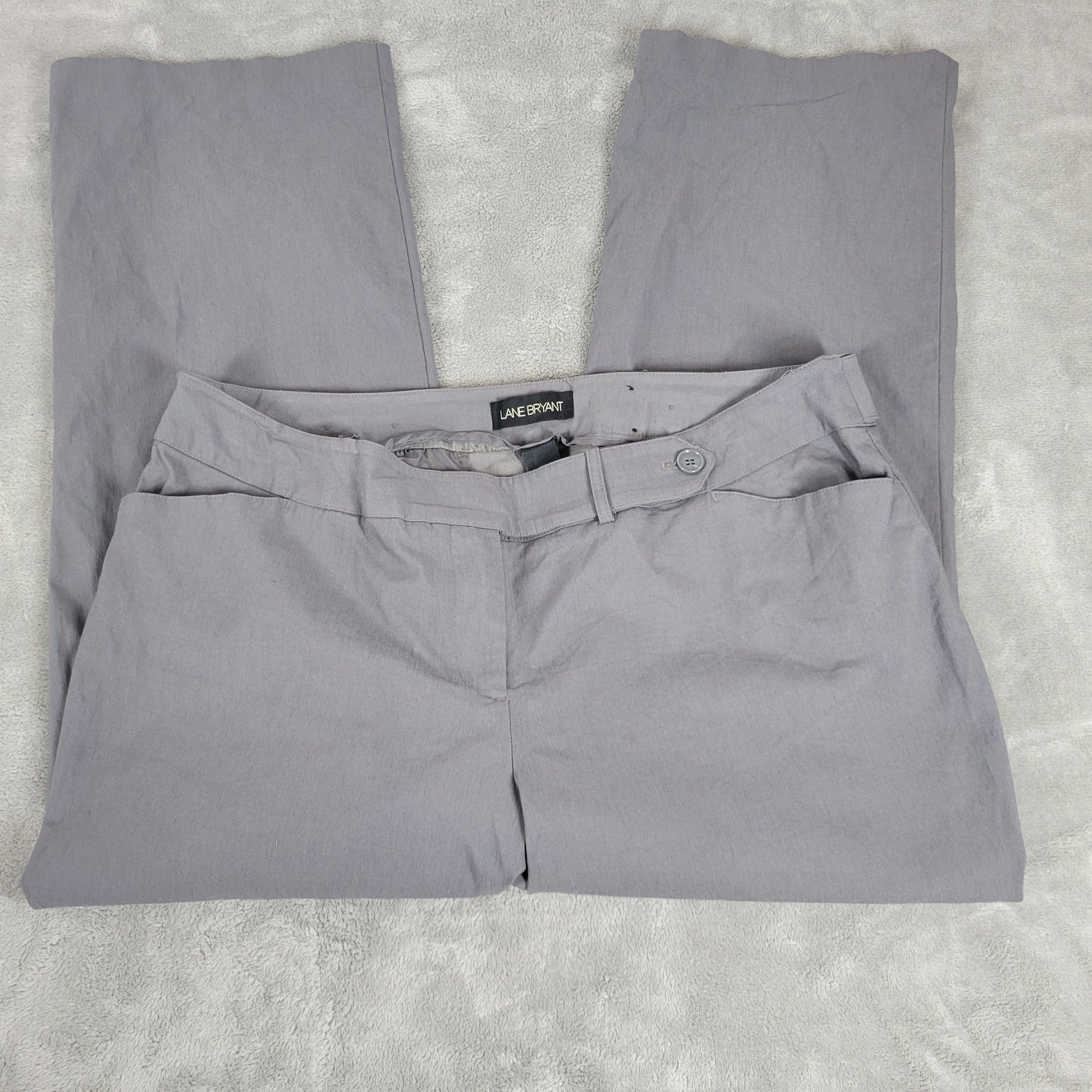 Lane Bryant 20P Gray Dress Pants Straight Leg Stretch Zip 36W 27L Petite GRA50E
