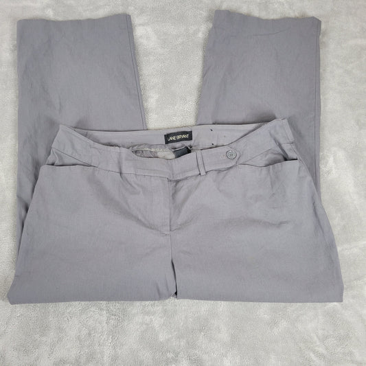 Lane Bryant 20P Gray Dress Pants Straight Leg Stretch Zip 36W 27L Petite GRA50E
