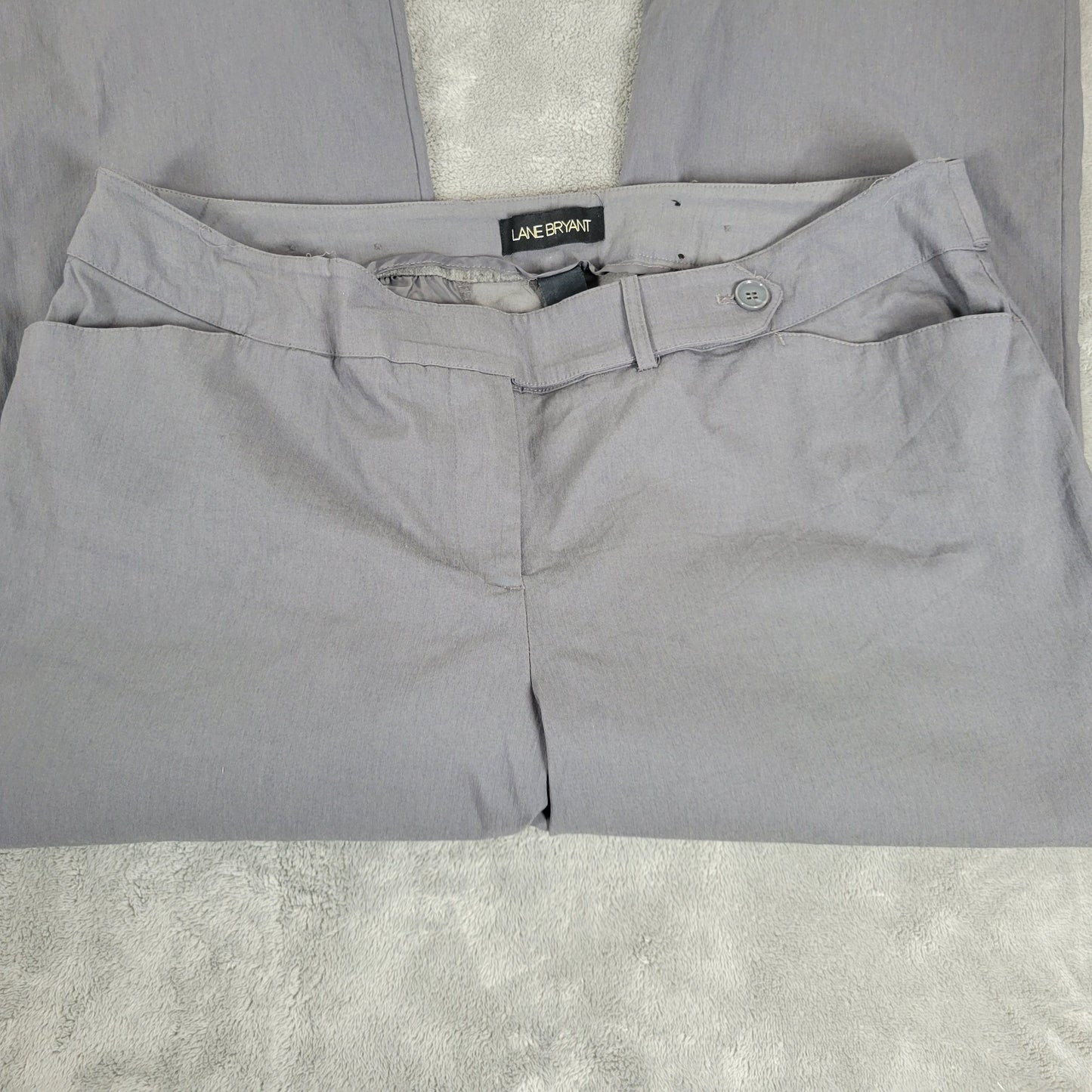 Lane Bryant 20P Gray Dress Pants Straight Leg Stretch Zip 36W 27L Petite GRA50E
