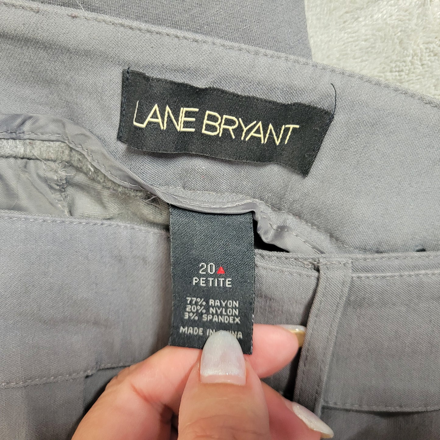 Lane Bryant 20P Gray Dress Pants Straight Leg Stretch Zip 36W 27L Petite GRA50E