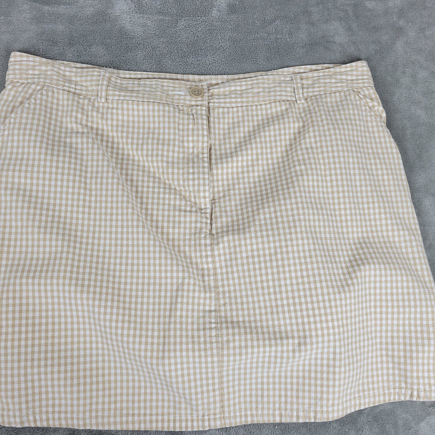 White Stag Skort 18W Beige White Plaid Cotton Zip Pockets Plus Short PLA14E