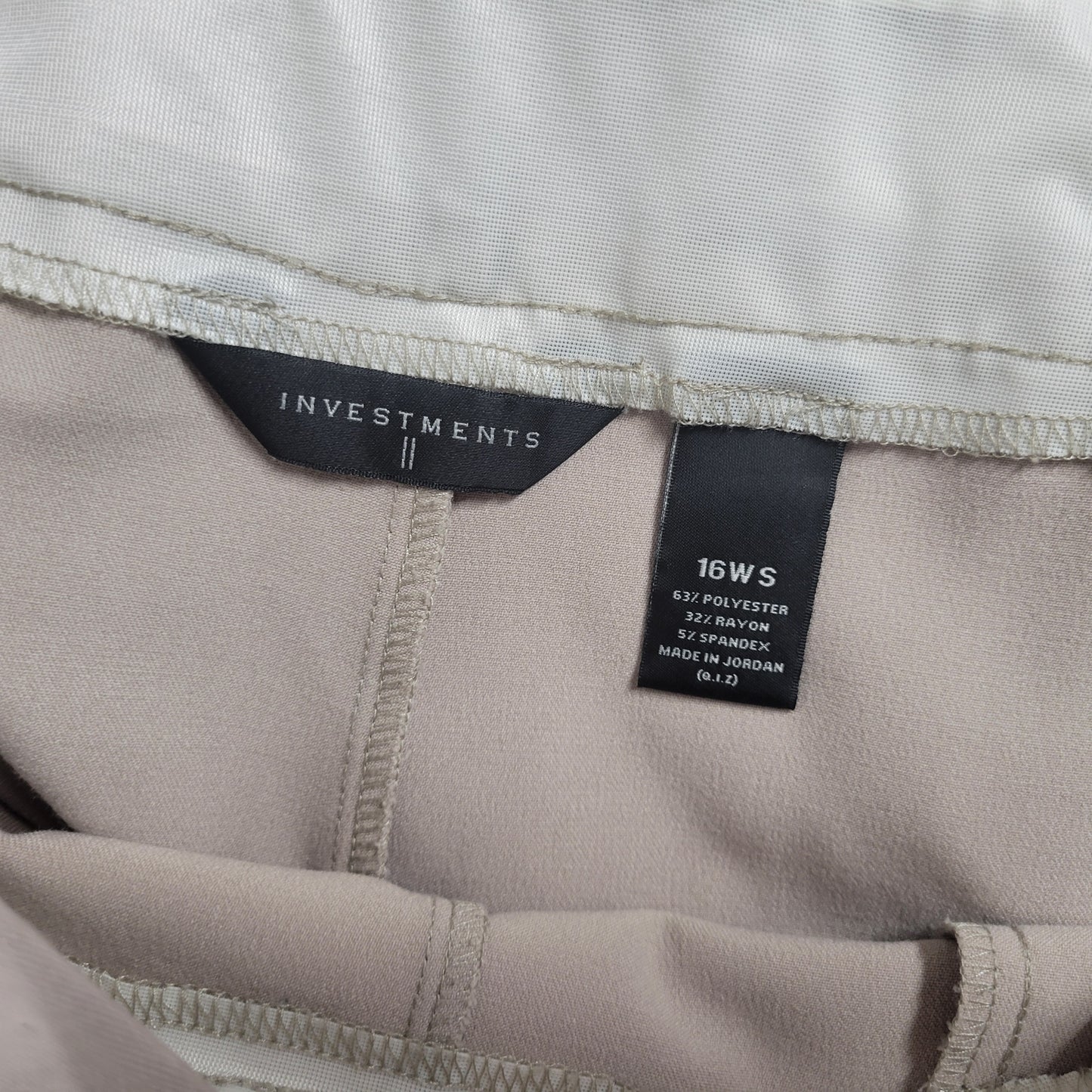 Investments II Womens 16WS Dress Pants Beige Straight Leg Petite Pockets B8E