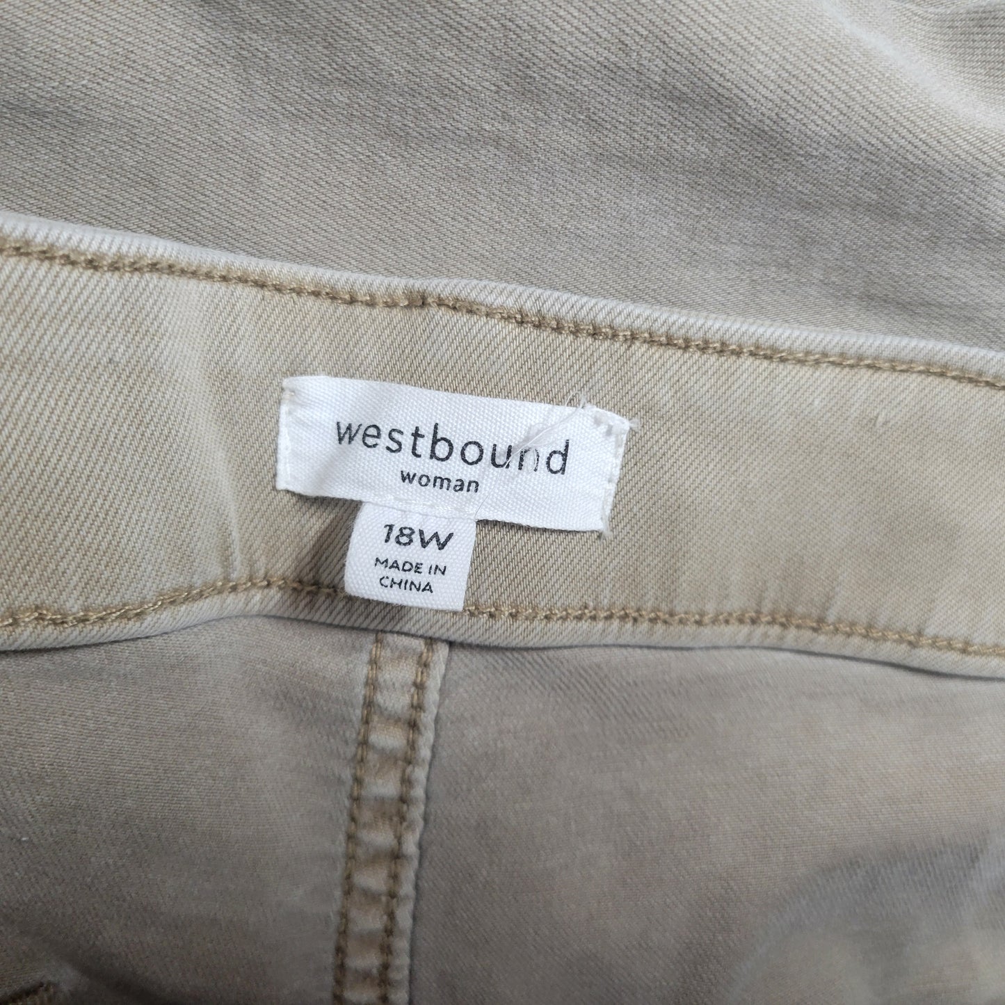 Westbound Womens 18W Capri Pants Tan Pull On Denim Elastic Waist Stretch CAP16E
