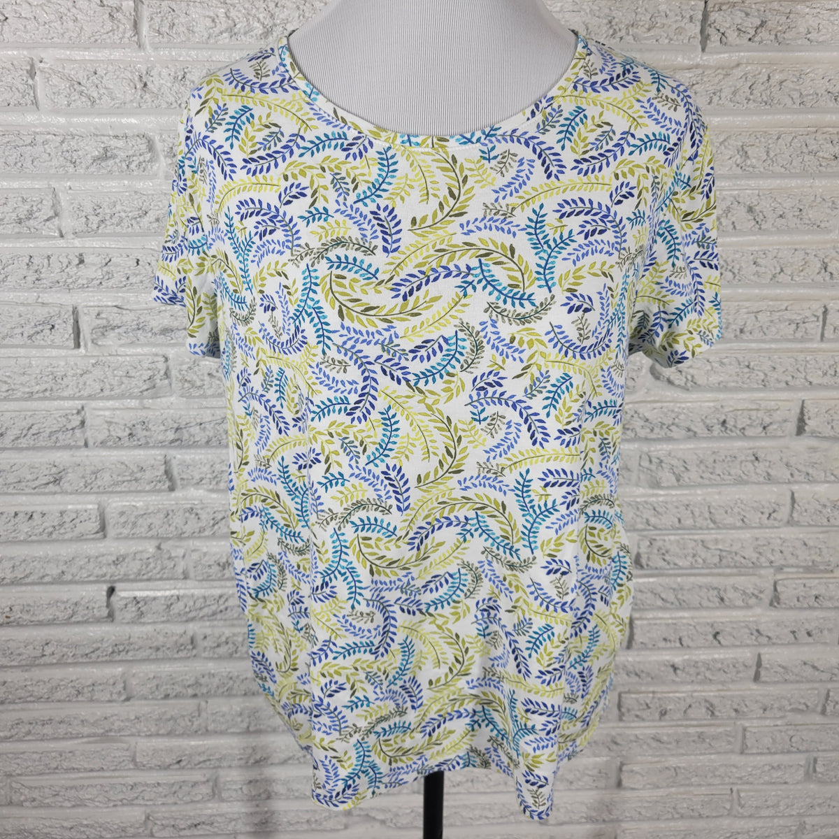 Croft & Barrow Womens XL Top Cotton Floral Short Sleeve T Shirt Casual FLO244E