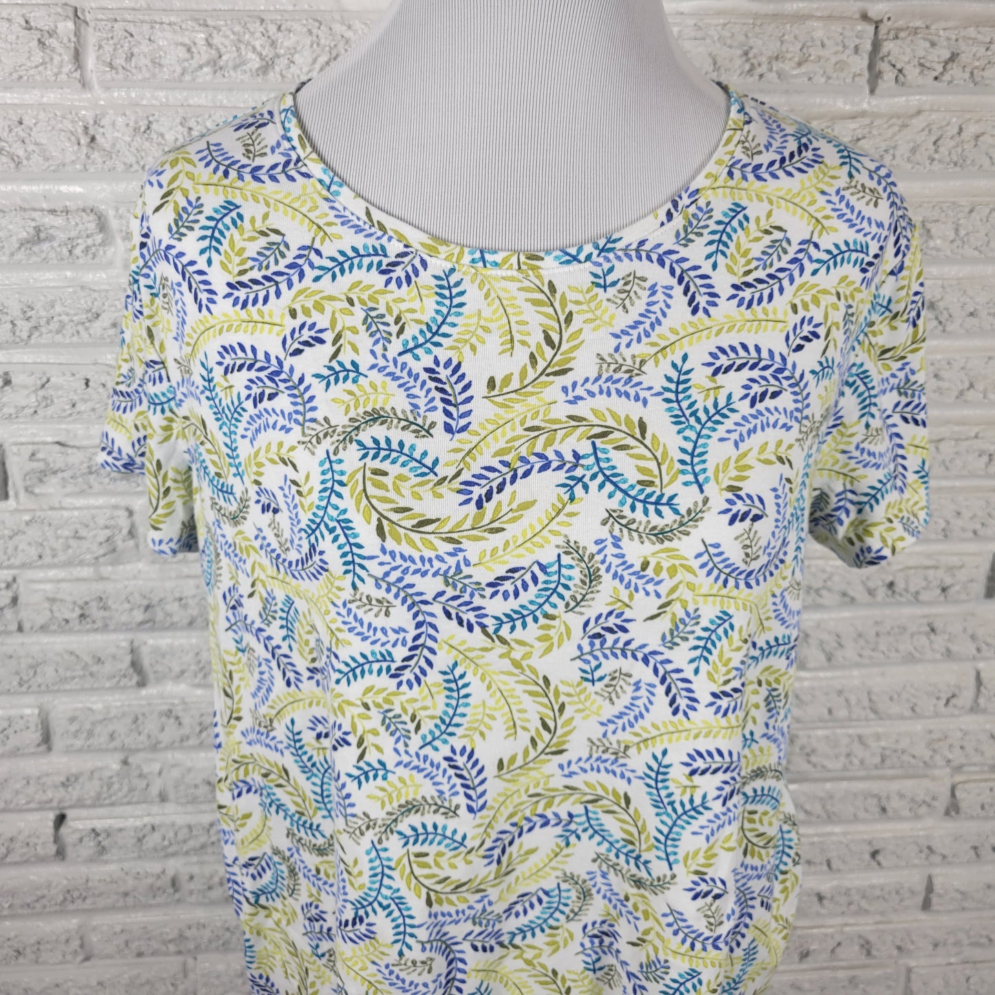 Croft & Barrow Womens XL Top Cotton Floral Short Sleeve T Shirt Casual FLO244E