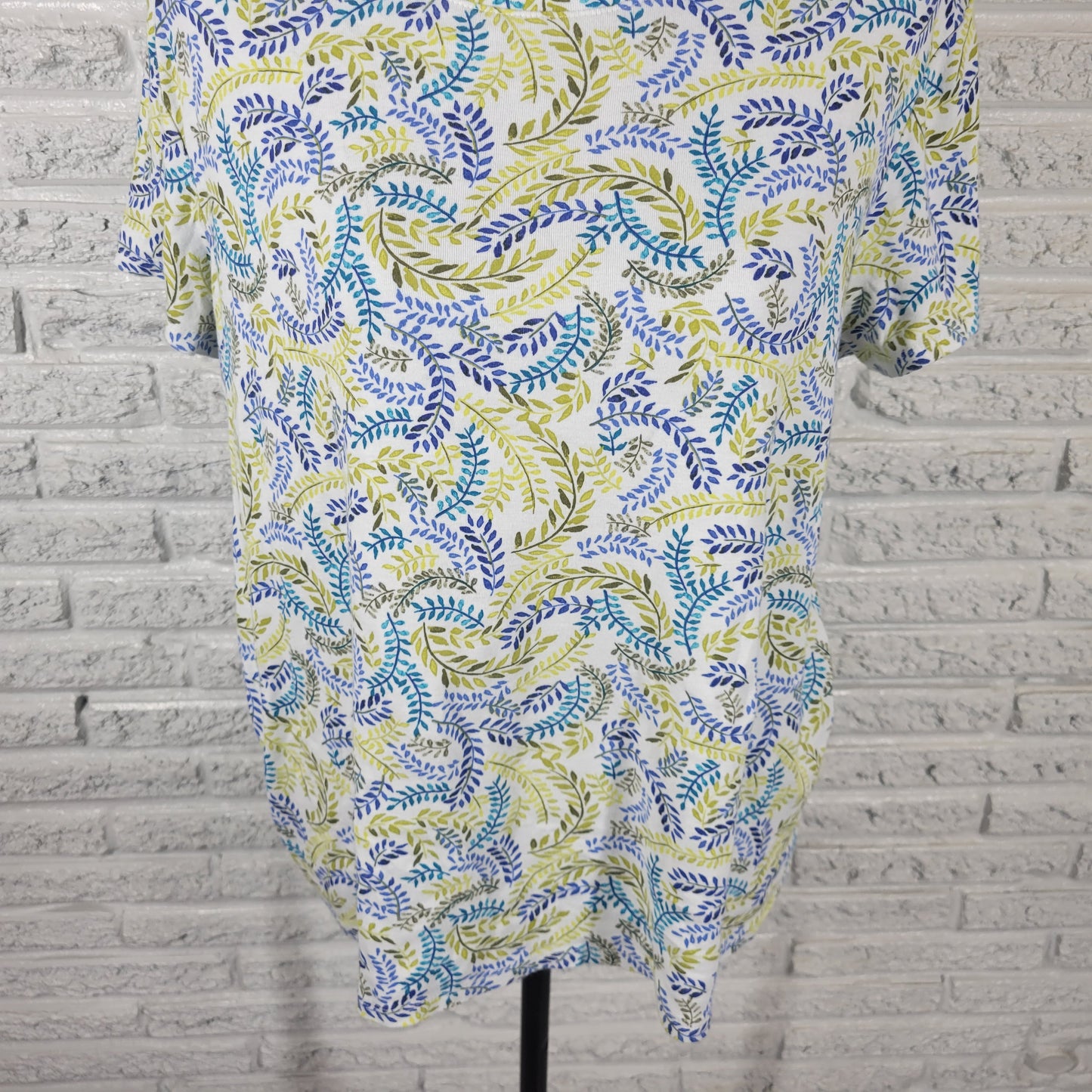 Croft & Barrow Womens XL Top Cotton Floral Short Sleeve T Shirt Casual FLO244E