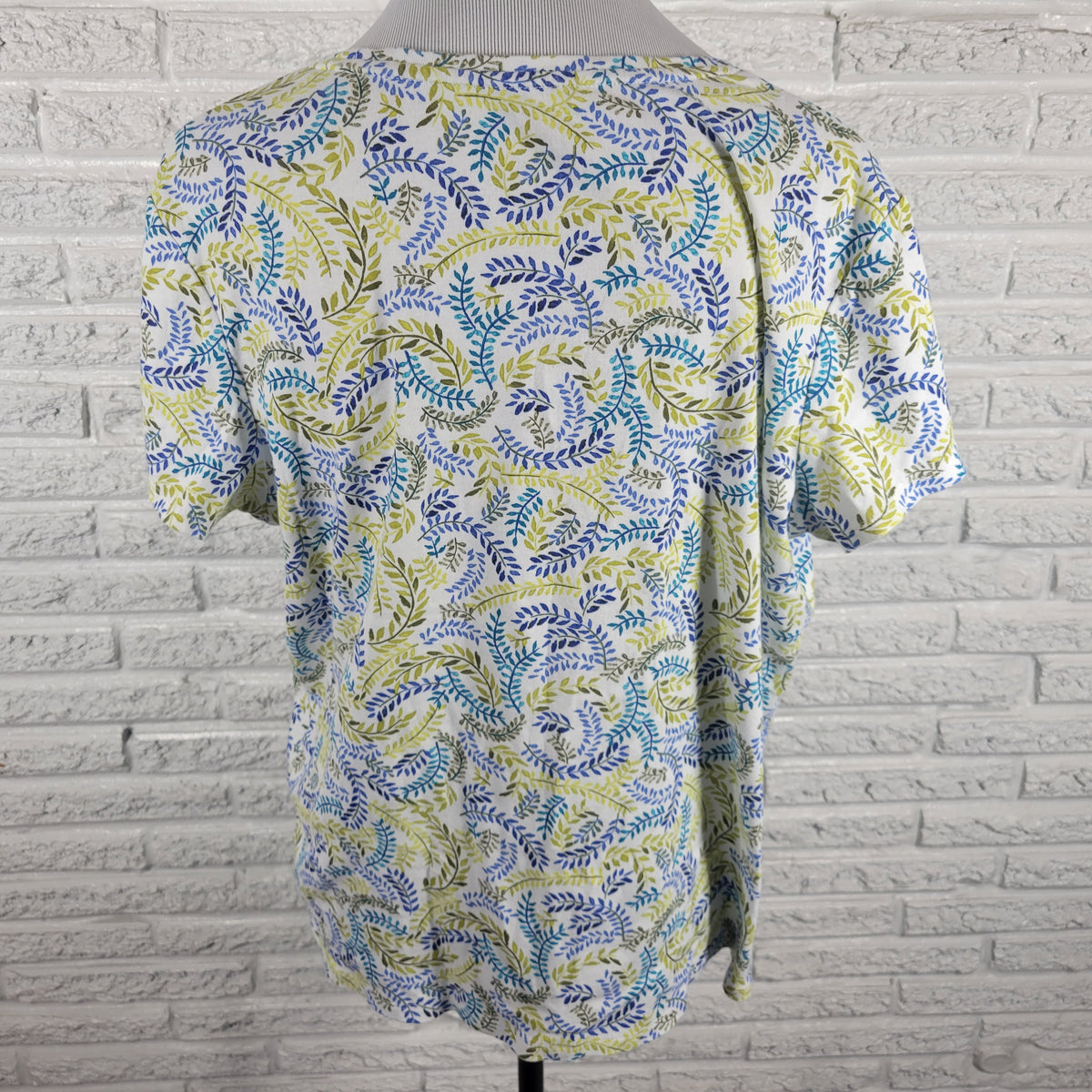 Croft & Barrow Womens XL Top Cotton Floral Short Sleeve T Shirt Casual FLO244E