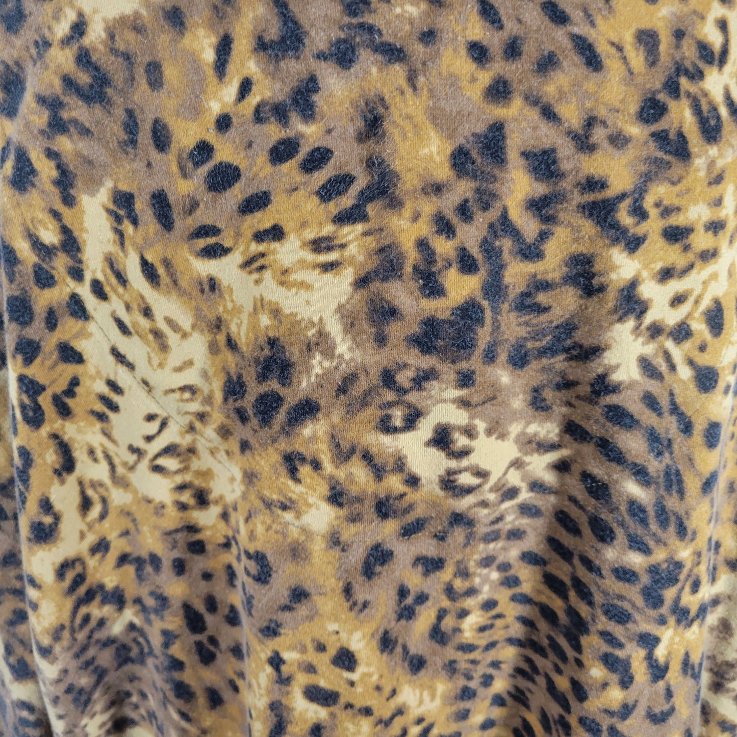 Ruby Rd Animal Print Sequin V-Neck Top 2X Tan Brown 3/4 Sleeve Knit ANI37E