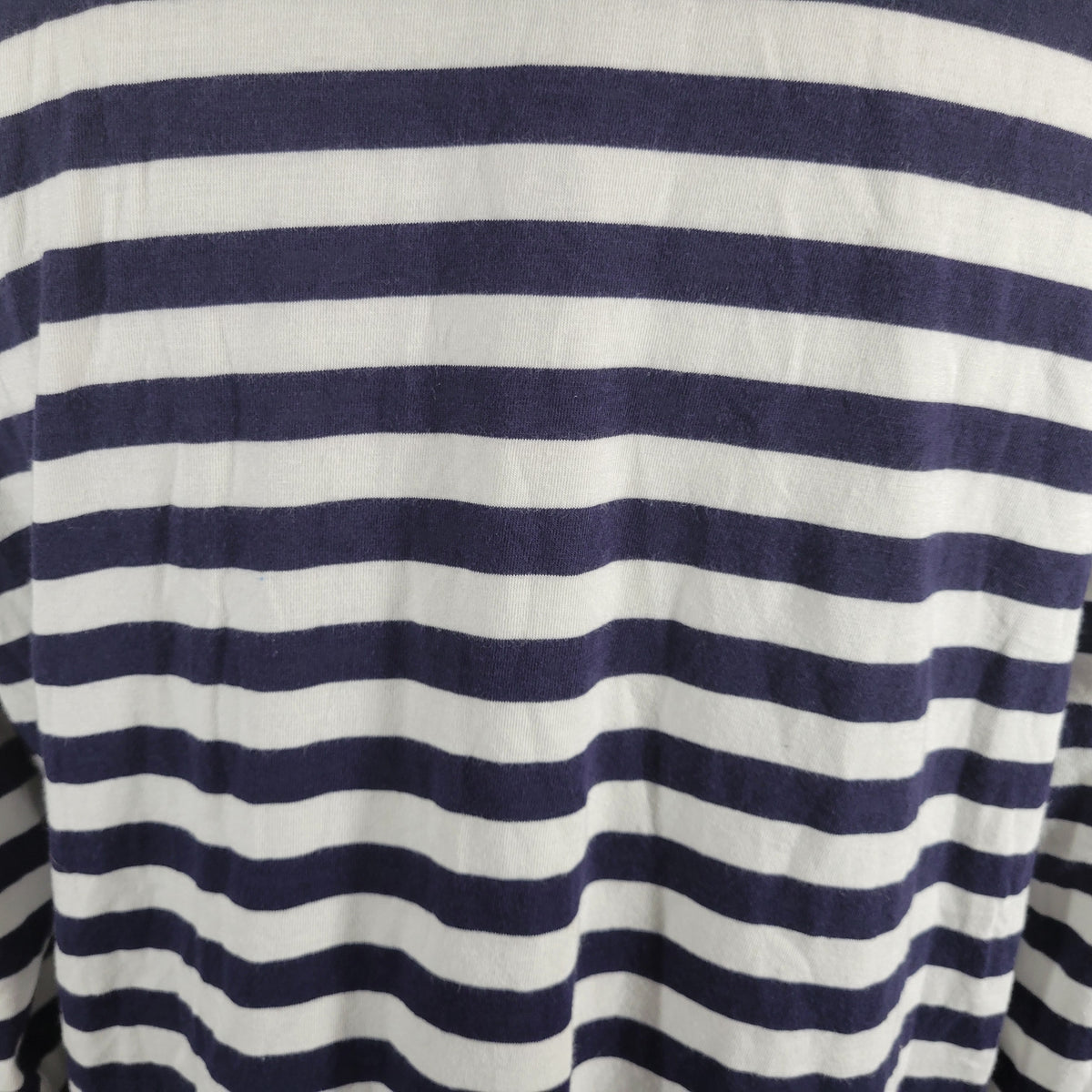 Anne Klein Striped Tee 2X Blue White Crew Neck Long Zip Sleeve Top STR78XE