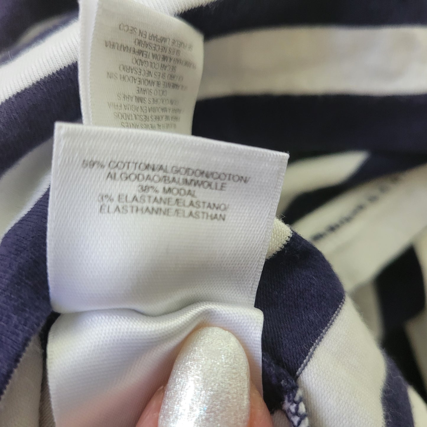Anne Klein Striped Tee 2X Blue White Crew Neck Long Zip Sleeve Top STR78XE
