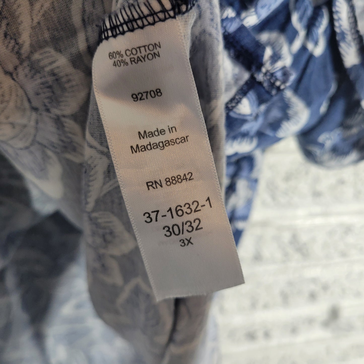 Woman Within Floral Cold Shoulder Tee 3X Blue White Short Sleeve Plus FLO144E