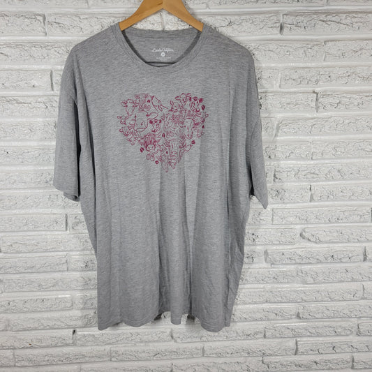 Lincoln Outfitters Womens 3X T-Shirt Gray Cow Graphic Heart Print A7E