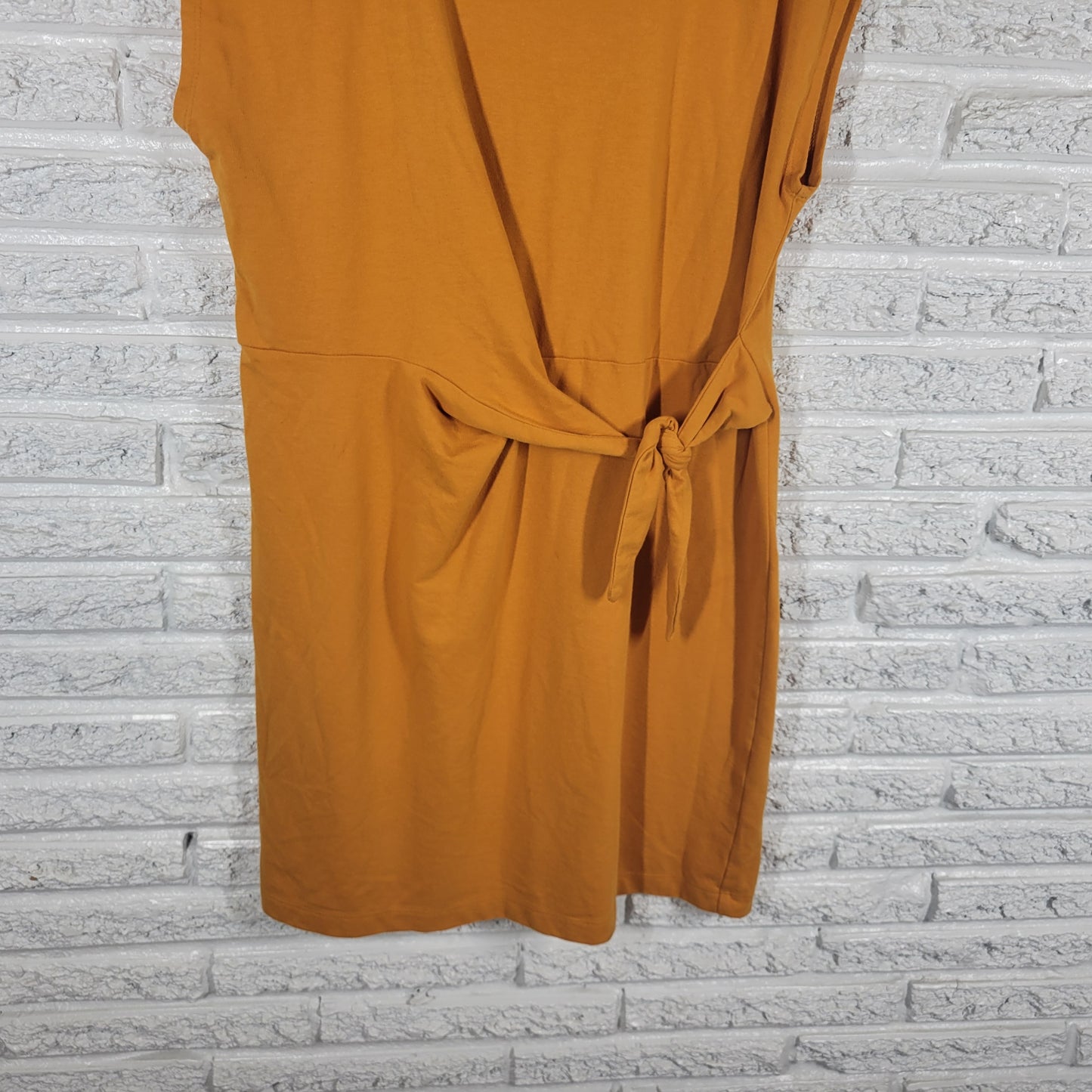 Nine West Gold Mini Dress XL Sleeveless Crew Neck Solid Cotton Blend YEL10E