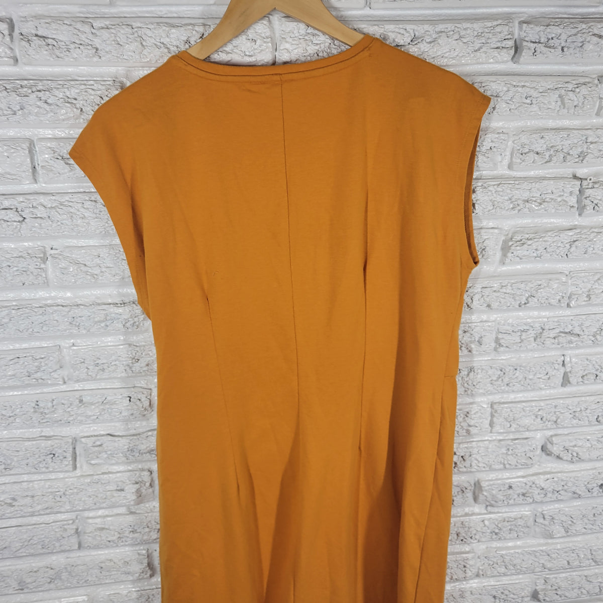 Nine West Gold Mini Dress XL Sleeveless Crew Neck Solid Cotton Blend YEL10E