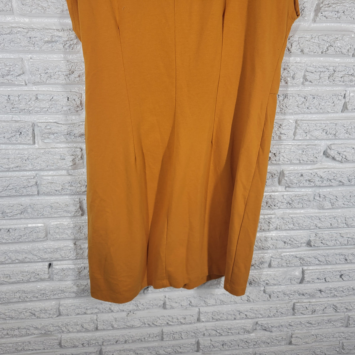 Nine West Gold Mini Dress XL Sleeveless Crew Neck Solid Cotton Blend YEL10E