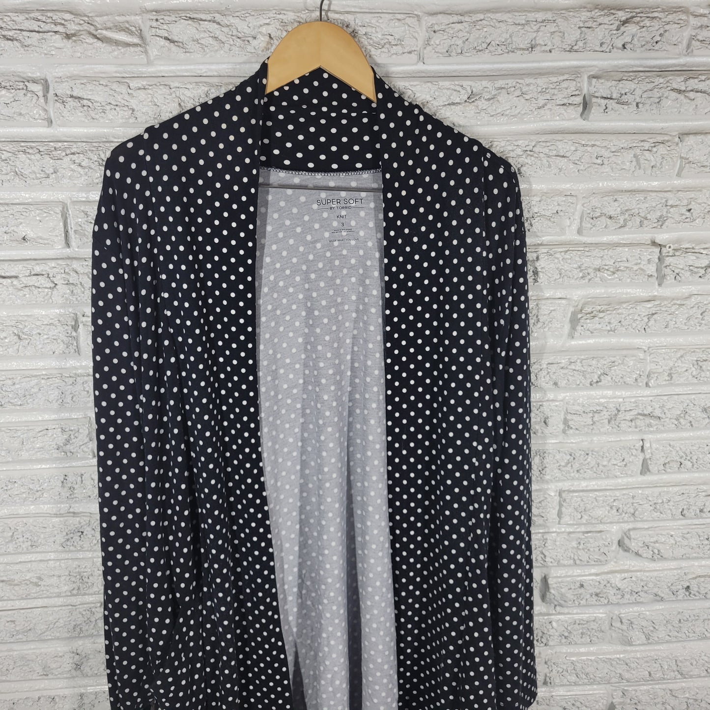 Torrid Super Soft Knit Cardigan 3X Black White Polka Dot Long Sleeve Top GEO112E