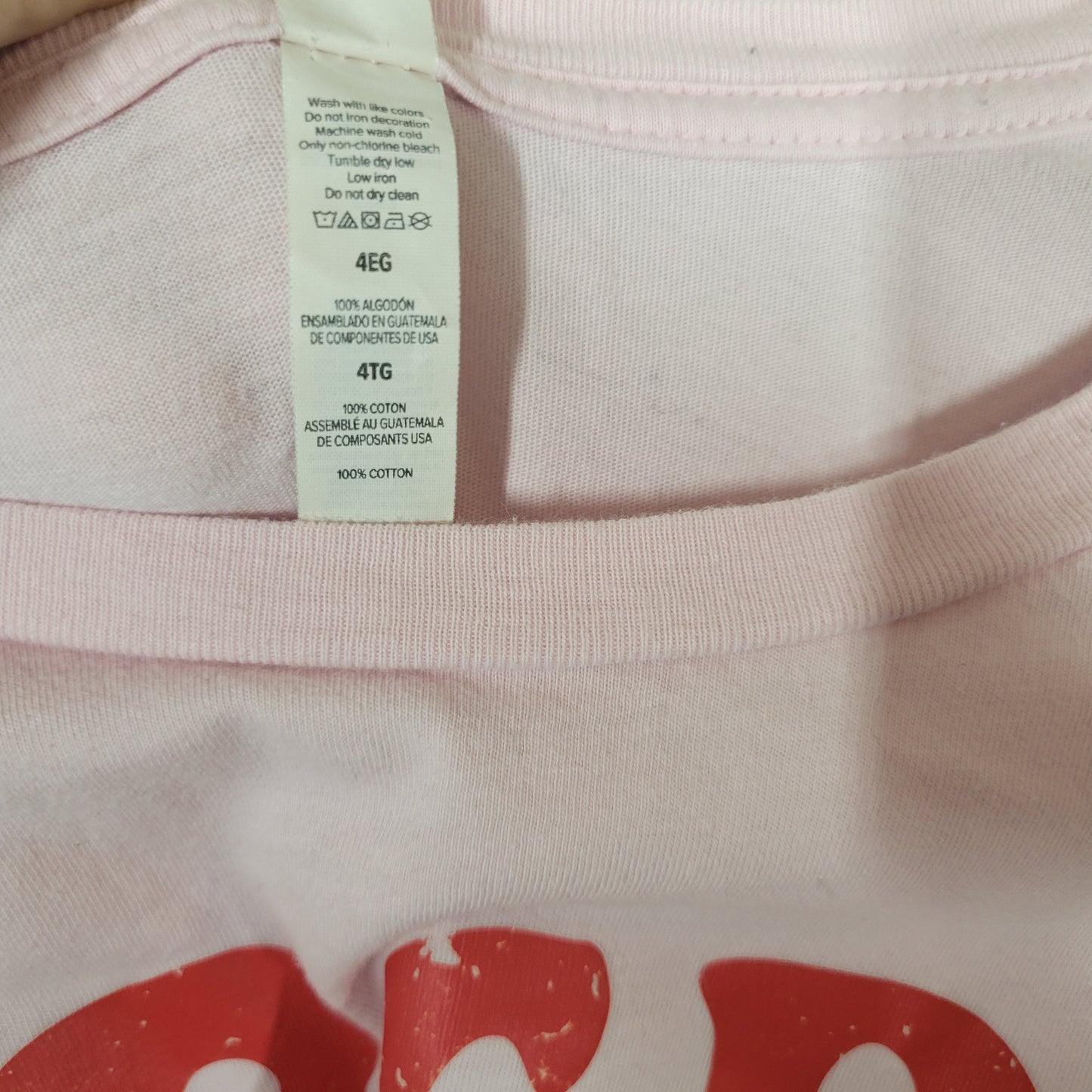 Bella Canvas Womens 4XL Pink Graphic T Shirt Distressed Red Alphabet PIN15E