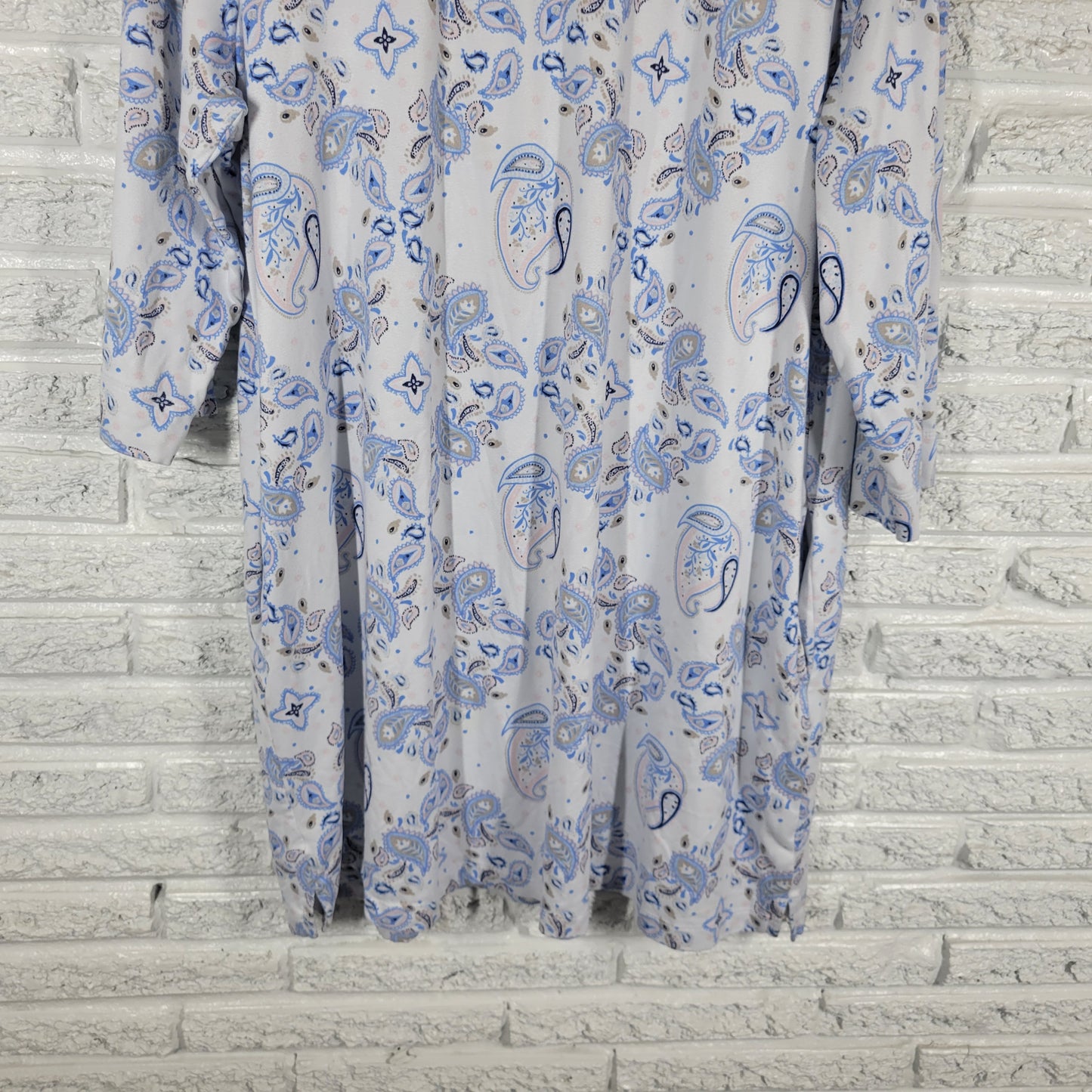 Croft & Barrow Paisley Pajama Top XL Blue Pink Crew Neck 3/4 Sleeve PAI21E