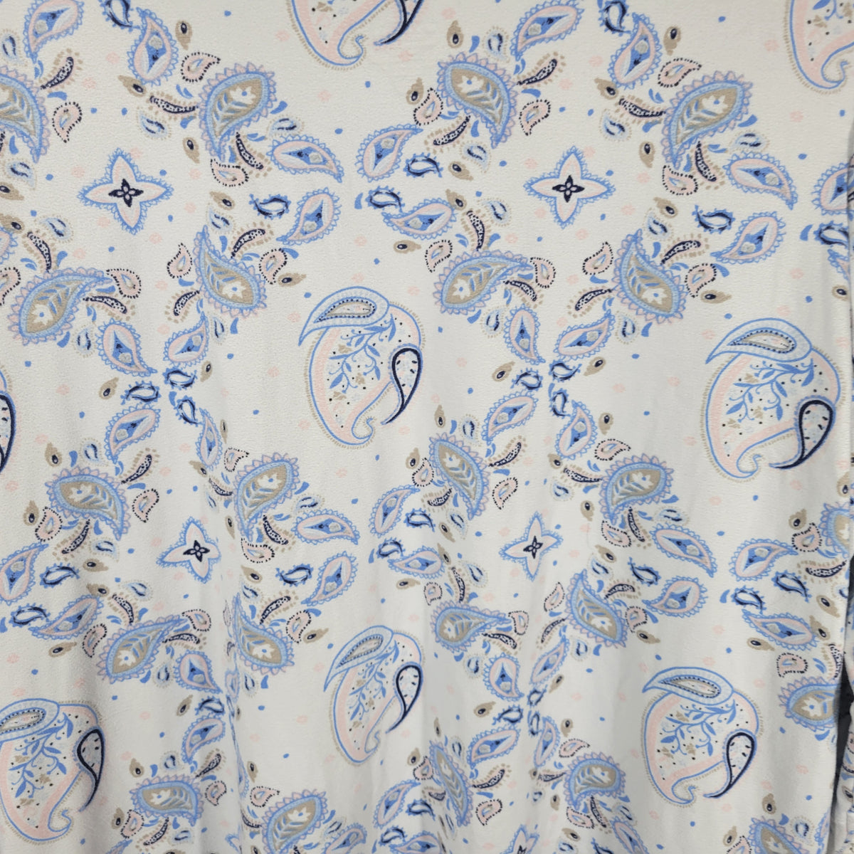 Croft & Barrow Paisley Pajama Top XL Blue Pink Crew Neck 3/4 Sleeve PAI21E