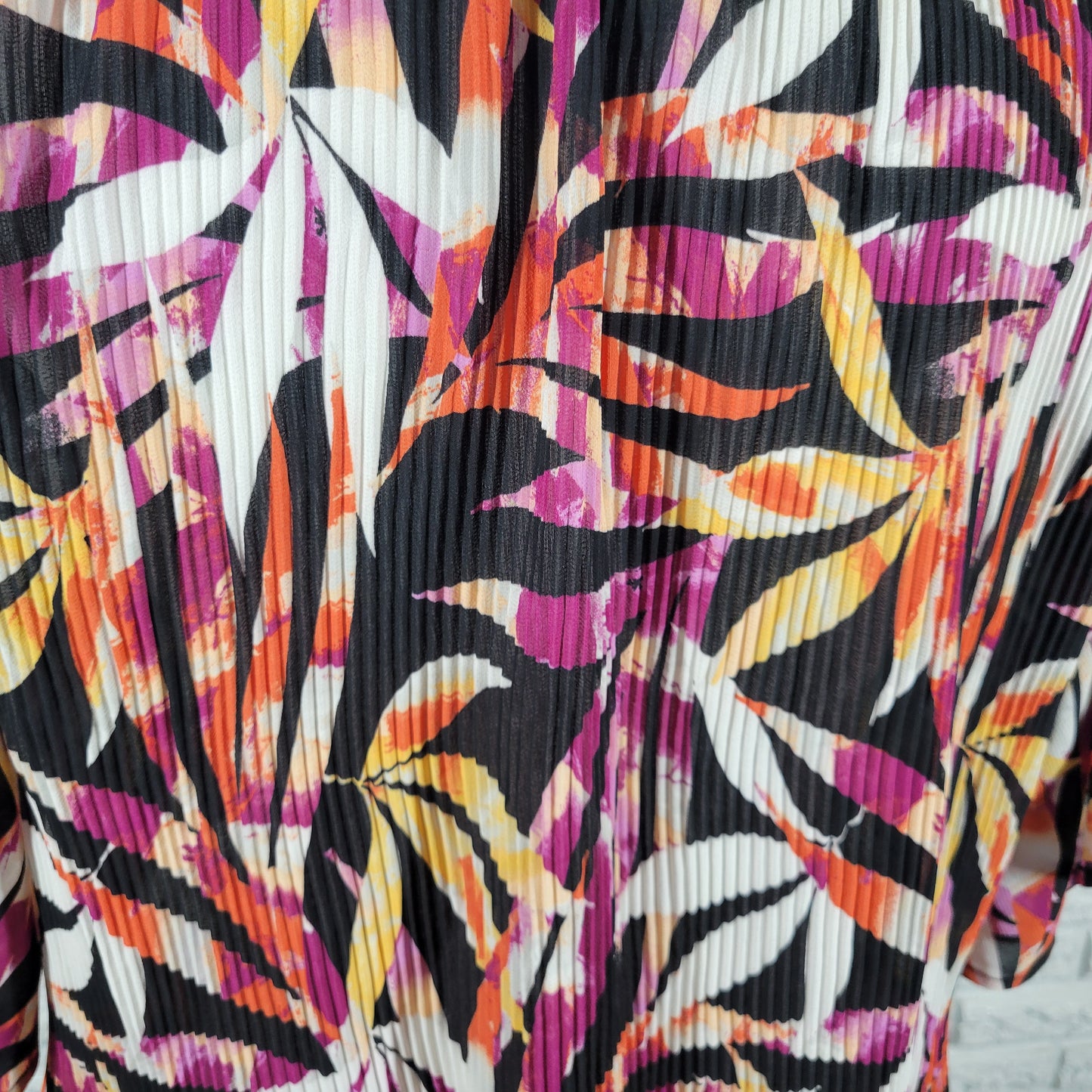 Catherines Blouse 1XWP Plus Petite Purple Orange Floral Crinkle Sheer FLO267E
