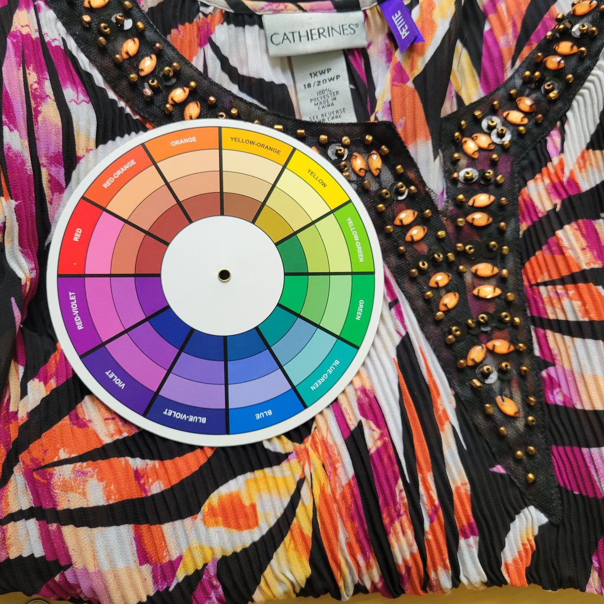 Catherines Blouse 1XWP Plus Petite Purple Orange Floral Crinkle Sheer FLO267E