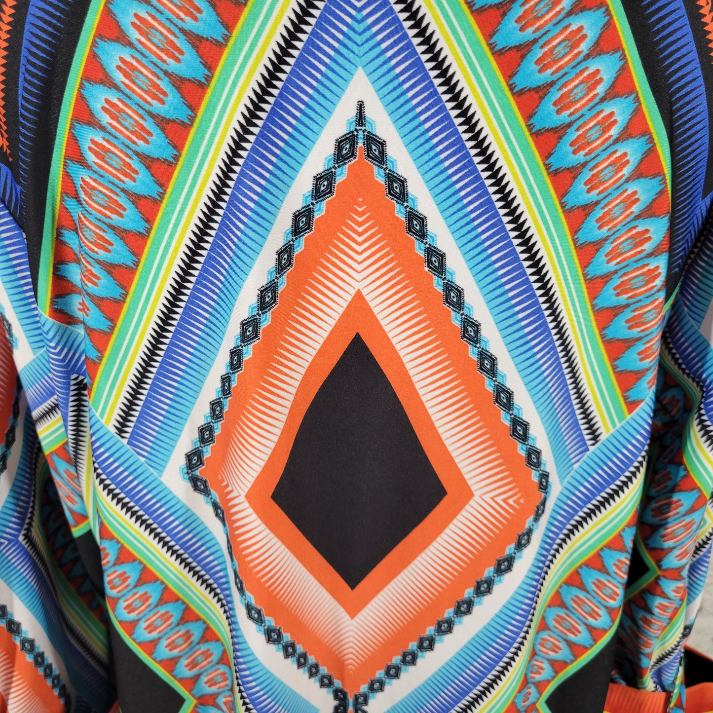 New Directions Tunic Blouse 1X Plus Size Geometric Multicolor Roll Tab GEO200E