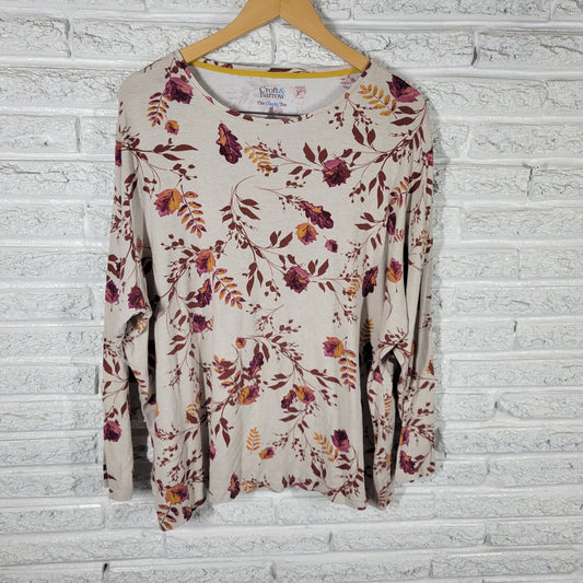Croft & Barrow Floral Tee 3X  Brown Purple 100% Cotton Crew Shirt FLO253XE