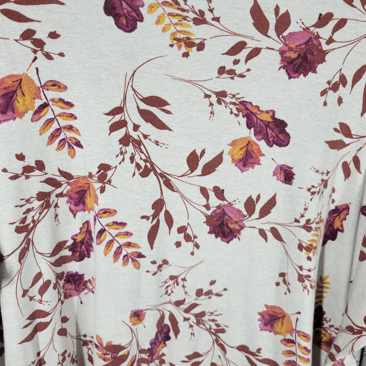 Croft & Barrow Floral Tee 3X  Brown Purple 100% Cotton Crew Shirt FLO253XE