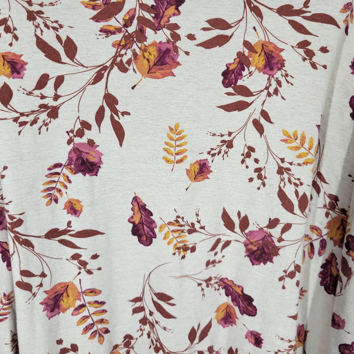 Croft & Barrow Floral Tee 3X  Brown Purple 100% Cotton Crew Shirt FLO253XE