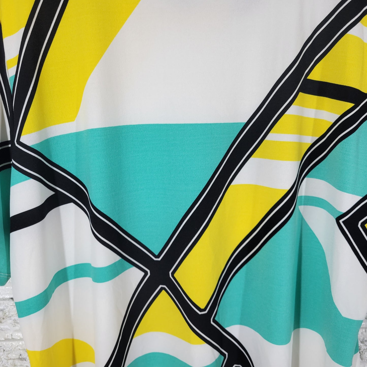 Ashley Stewart Blouse 22/24 Plus Size Geometric Multicolor Short Sleeve GEO192E