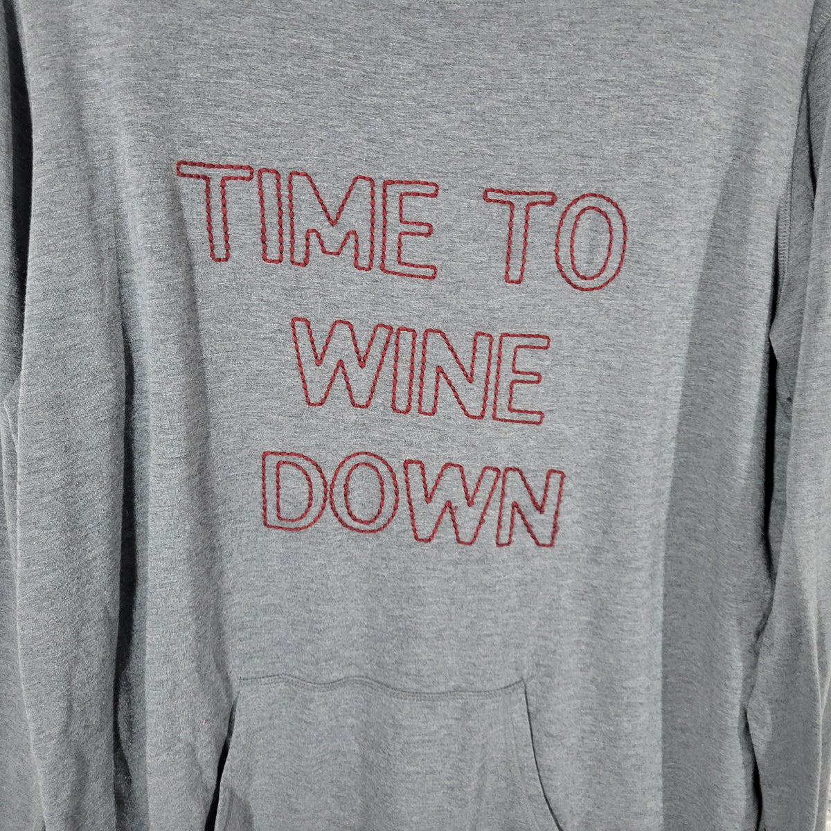 C. Wonder Womens XXL Gray Time To Wine Down Sweatshirt Embroidered Top B9E