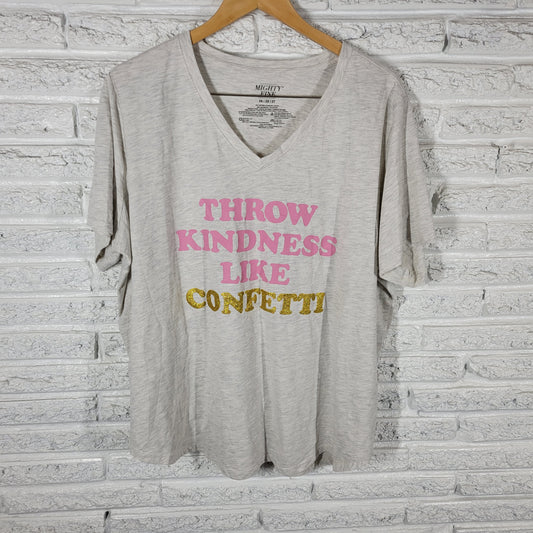 Mighty Fine Womens 2X Throw Kindness Like Confetti Graphic T-Shirt Gray GRA13E