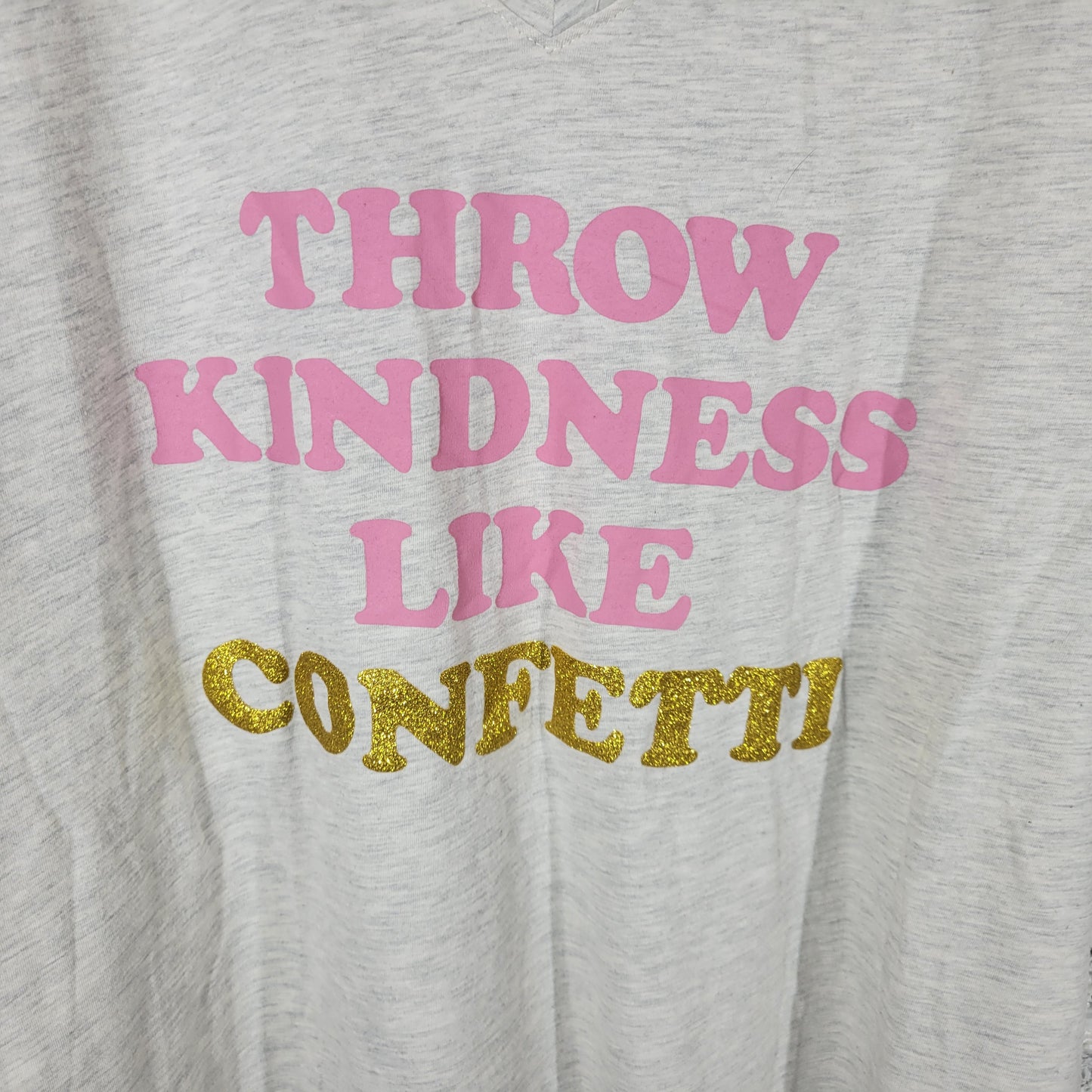 Mighty Fine Womens 2X Throw Kindness Like Confetti Graphic T-Shirt Gray GRA13E