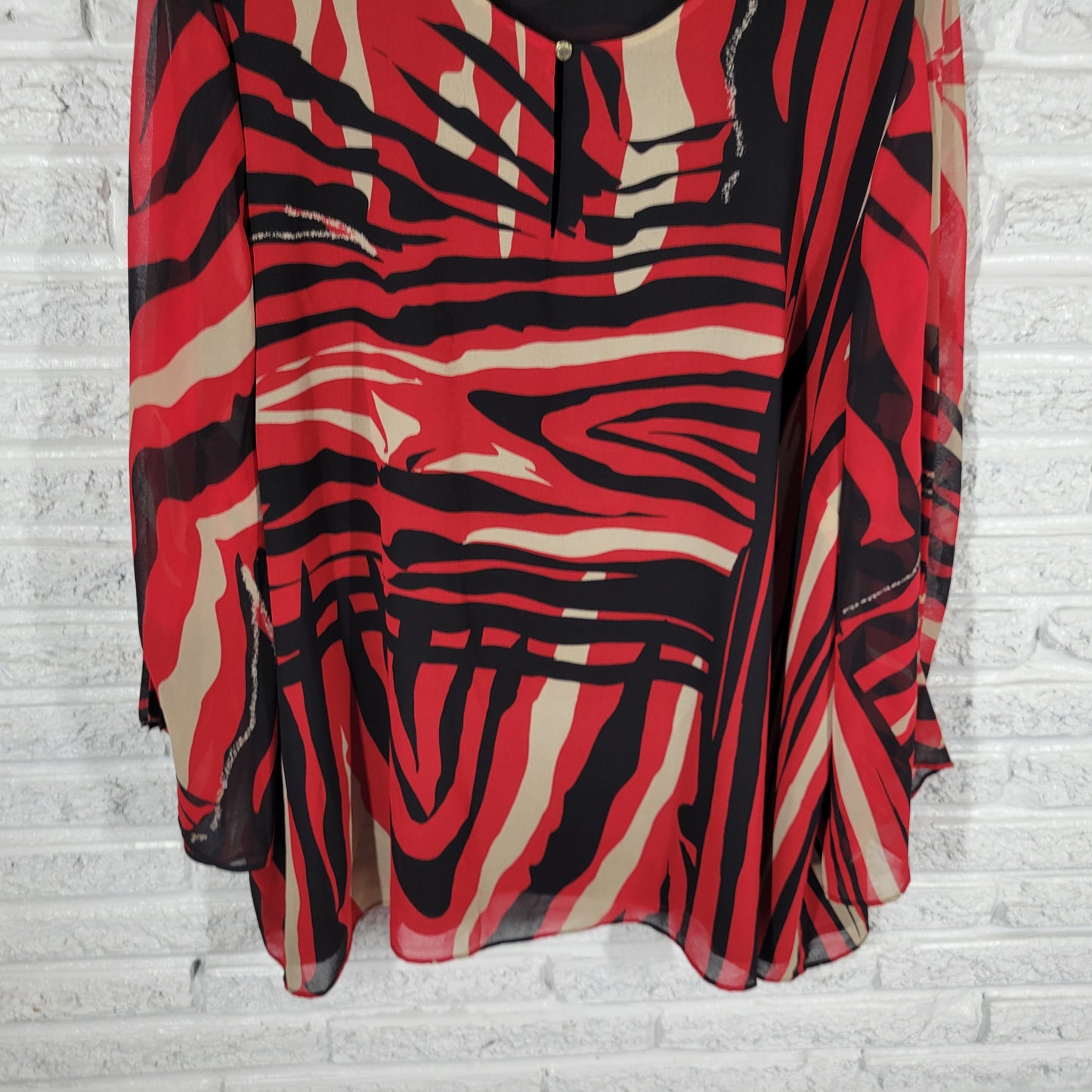 Calvin Klein Womens Tunic 3X Plus Red Black Watercolor Deco Blouse WAT96E