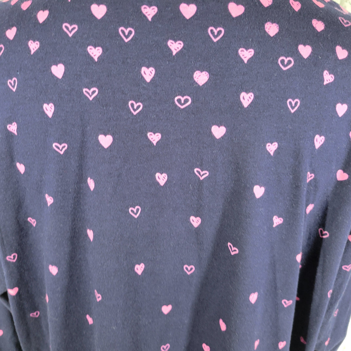Kim Rogers 2X Plus Blue Cotton Heart Tee Crew Neck 3/4 Sleeve Knit BLU3E