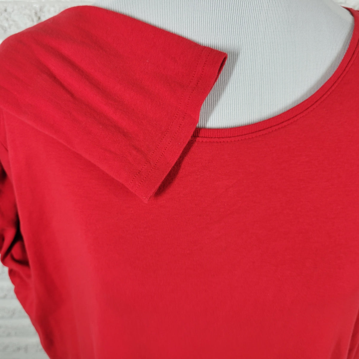Croft & Barrow Womens Tee 2X Plus Red Long Sleeve Cotton Crew Neck Shirt RED9E