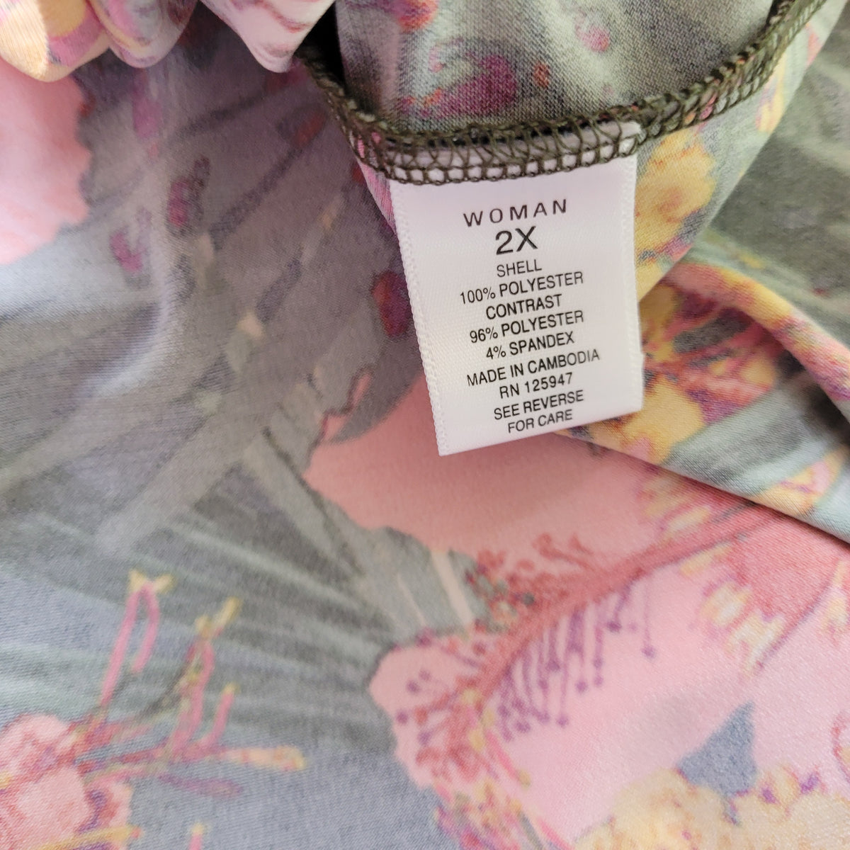 Roz & Ali Womens Top 2X Plus Floral Sheer Flutter Sleeve Split Front FLO6E