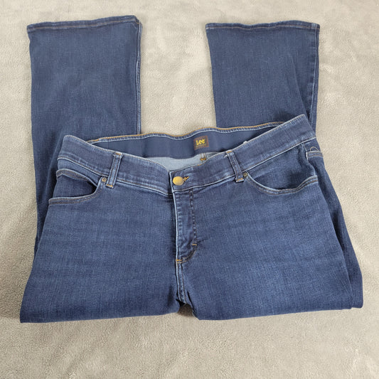 Lee Boot Cut Jeans 20W Dark Wash Denim Elastic Waist Stretch 27" Inseam SL10E